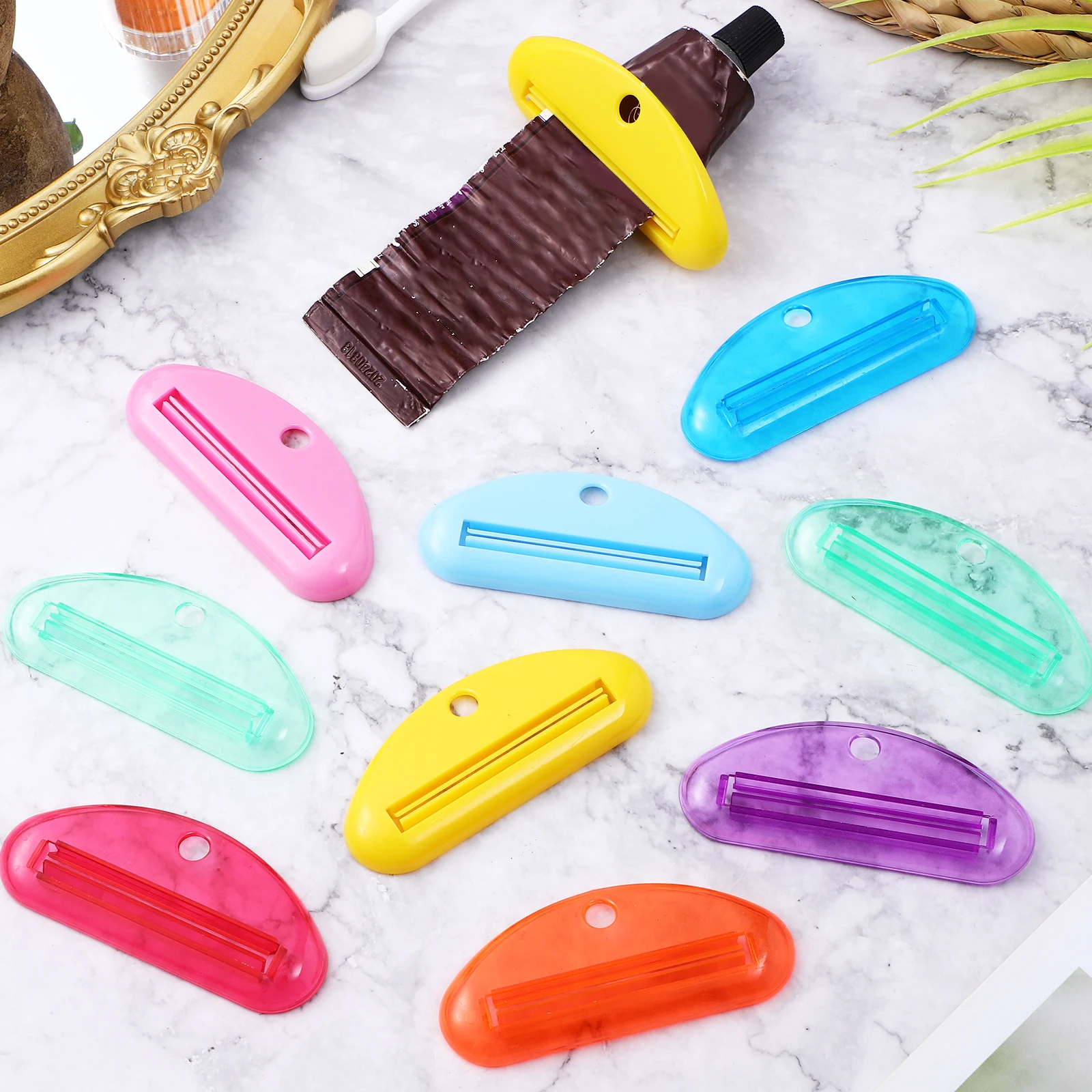 

10 Pcs Toothpaste Squeezer Mixed Color Effortless Squeezing Durable Plastic Bathroom Accessories Storage Tools