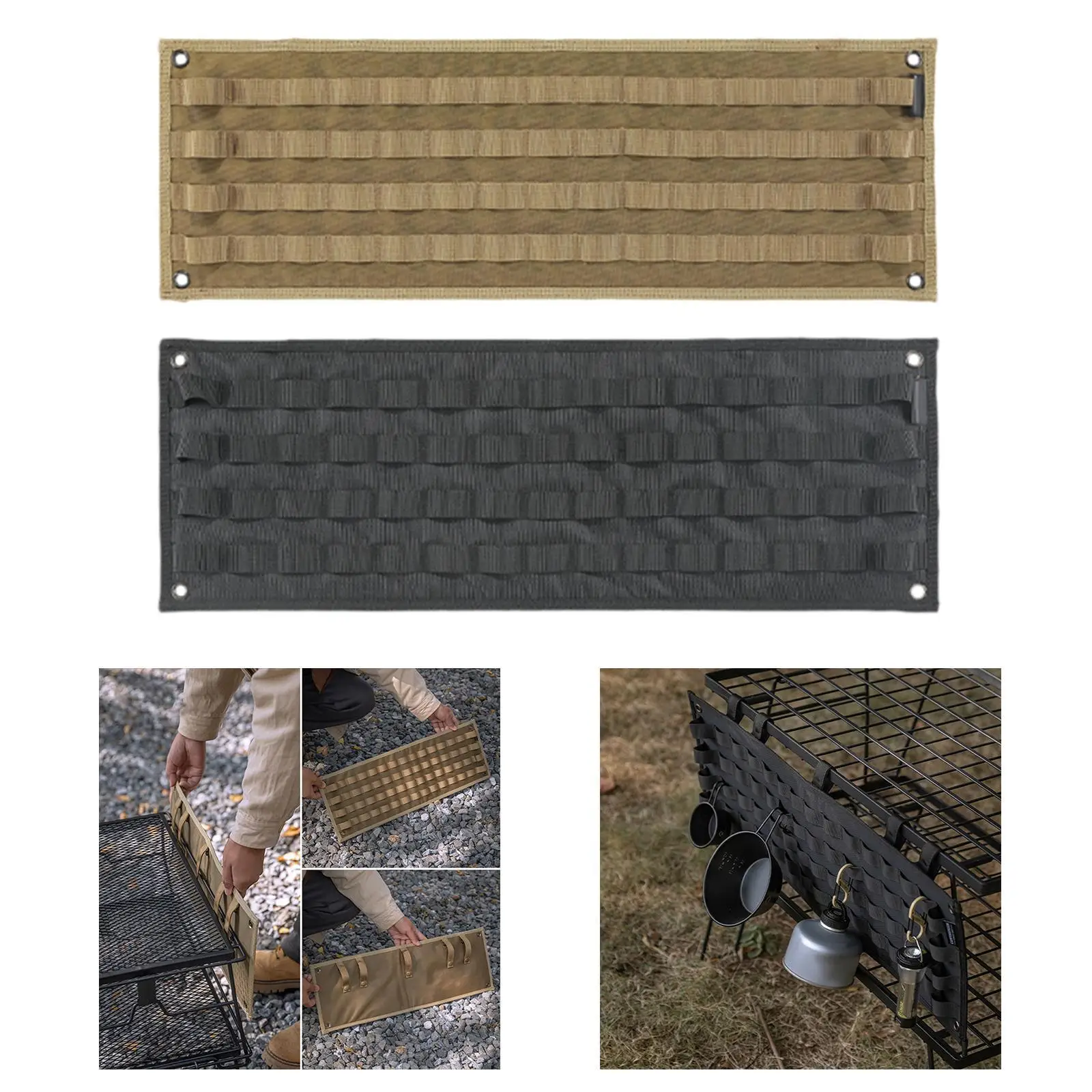 

Camping Table Edge Pocket Panel Easy Installation Tailgate Storage Bag Tool for Lamps Kitchen Utensils Tent Pegs Tableware BBQ