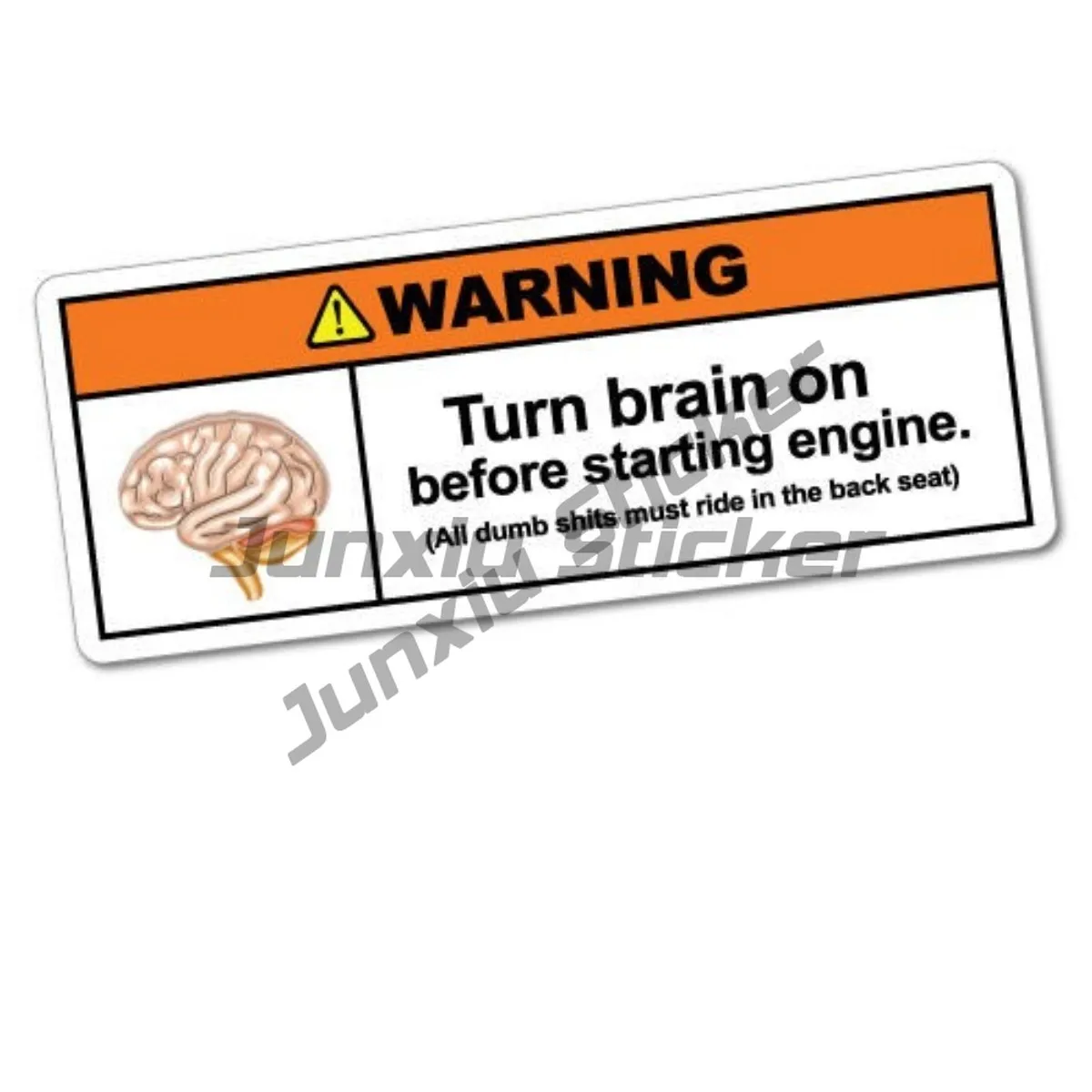 

Funny Warning Turn Brain on Before Starting Engine PVC Car Sticker for Car Bumper Laptop Truck Water Bottle Books Etc