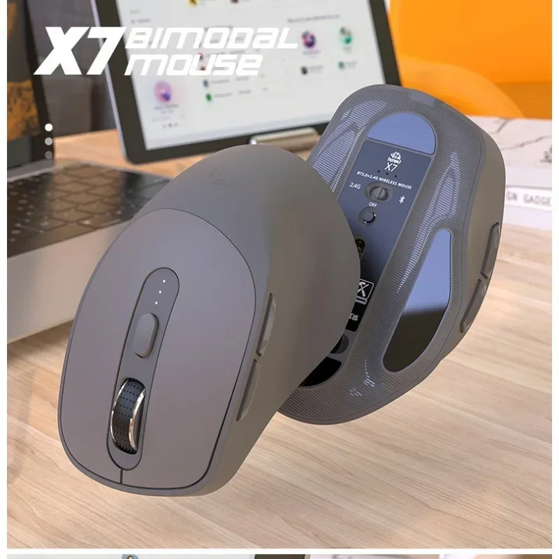 X7 WirelessBluetooth SilentDesign Power Light Mouse Pink/BusinessGrey Color Bluetooth Dual Mode Ergonomisches Computerzubehör