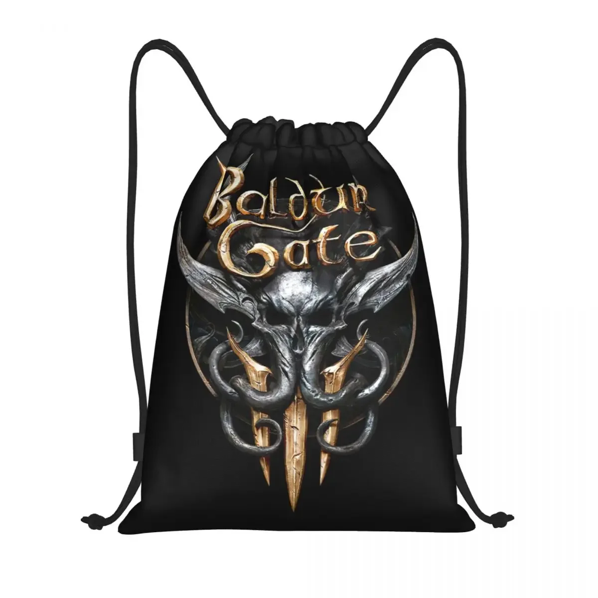 Adventure Awaits Game Baldur's Gate 3 Drawstring Backpack Gym Sport Sackpack Water Resistant BG3 Gaming String Bags for Exercise