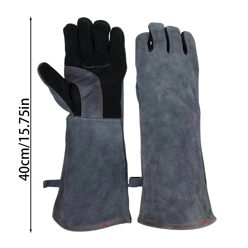 40cm Extended Welding Gloves Double-layer Heat Insulation Puncture Resistant Welding Gloves Garden Working Safety Gloves