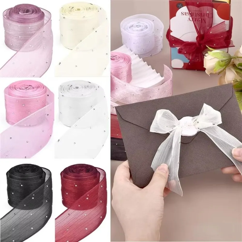 5 Meters/pack Bubble Pleated Tape 4cm Gift Wrapping Bouquets Diamond Mesh Organza Ribbon DIY Decor Flowers Cakes Gift Packaging