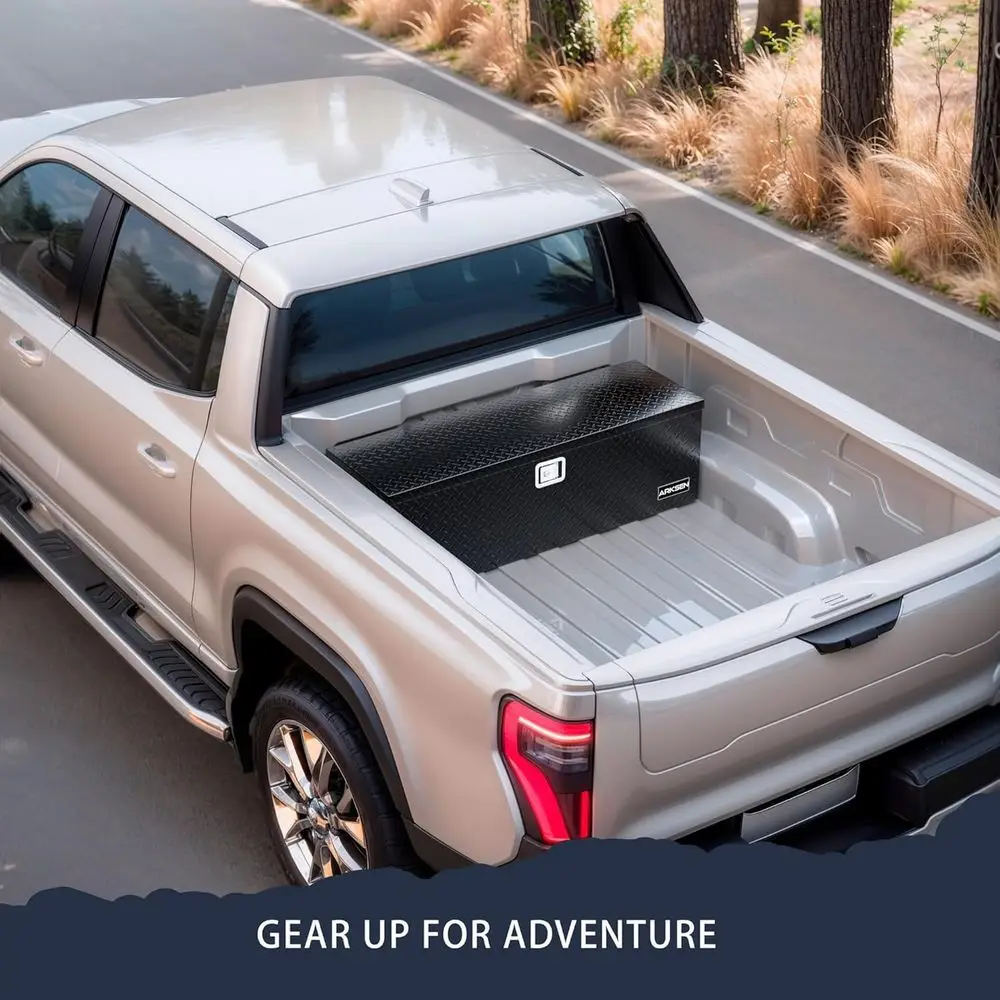 Heavy-Duty 49x15x15 Inch Waterproof Truck Bed Tool Box with Side Handle and Lock for Pickup, RV, and Trailer Storage – Black