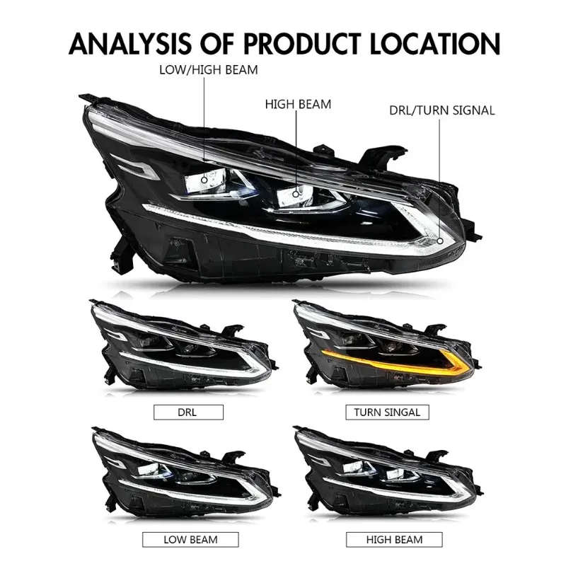 1Pair LED Projector Headlights For Nissan Altima 2019-2024, Front Head Lamps with DRL, Easy Install