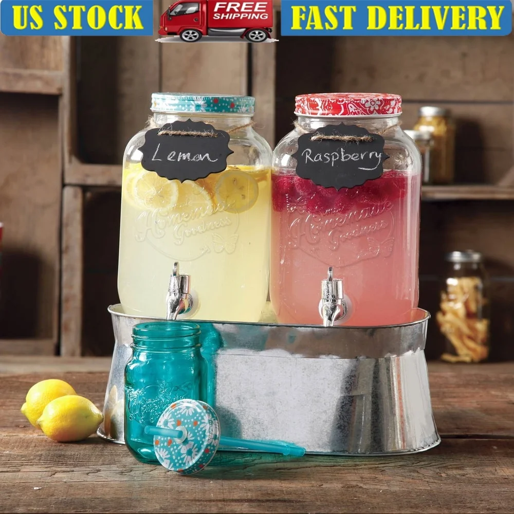 

Набор прозрачных диспенсеров для напитков с ведром для льда, доски для мела, карандаш для мела, удобный патрубок, пробойники для чая со льдом, прочное стекло, двойной