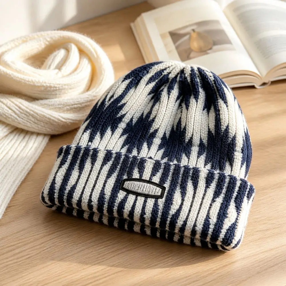 New Two Tone Knit Beanie Tie Dye Style Knitted Winter Beanie Hip Hop Style Pullover Beanie Outdoor Wear