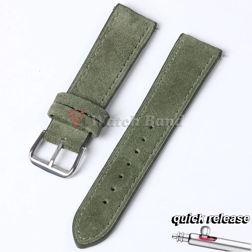 Wildleder Rindsleder Armband 18mm 19mm 20mm 22mm für Seiko für Huawei Uhr Gt2/3/4 Vintage handgemachte Nähte Vintage Wildleder Armband