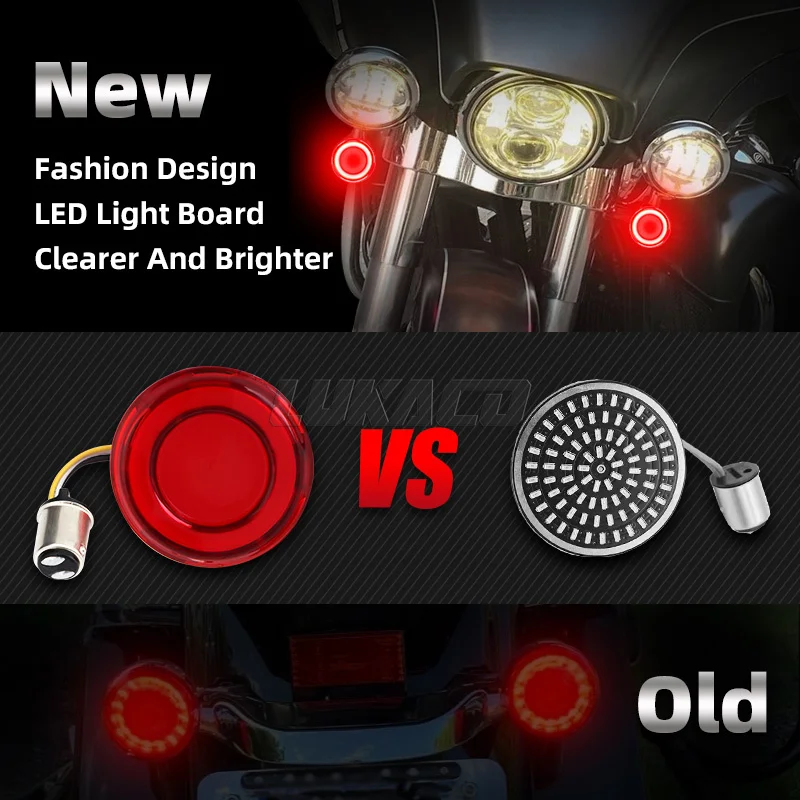 Motorcycle Red 1157 Front Rear LED Turn Signal Bullet Conversion Light For Harley Sportster XL883 1200 X48 72 Dyna 2002-2021