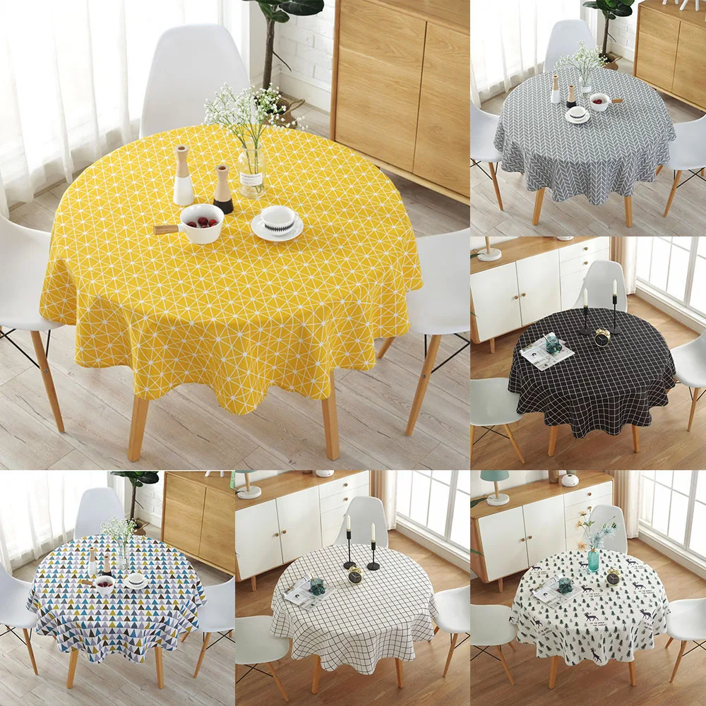 

Round Tablecloth 120/150cm Washable Table Cloth Decorative Table Cover Indoor Holiday Home Christmas Party Picnic Dining Room