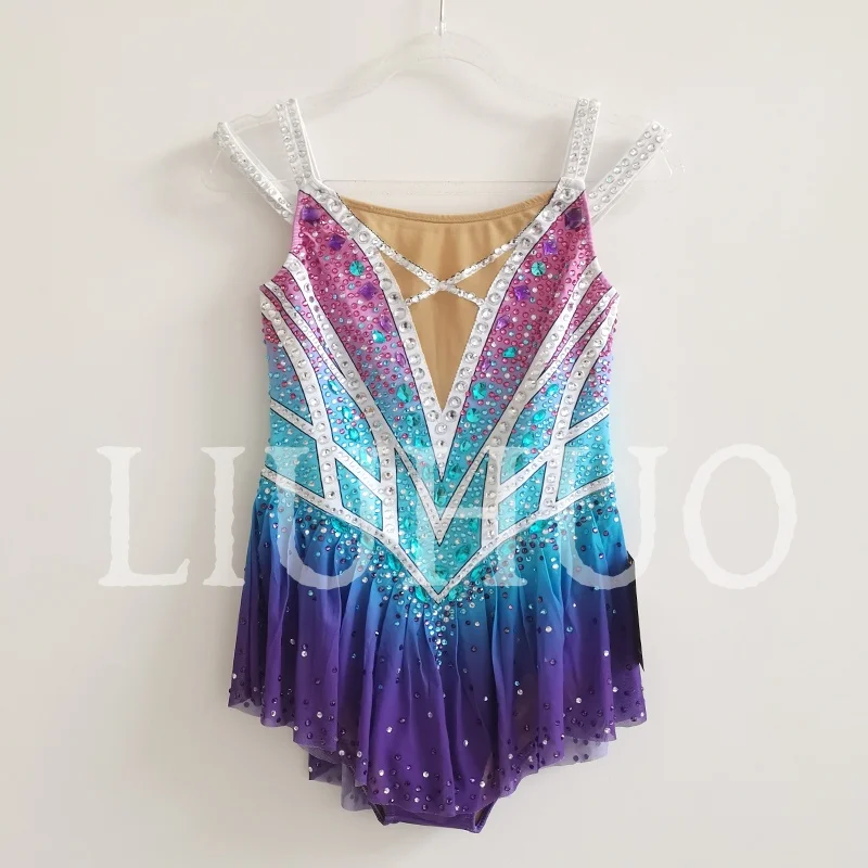 

LIUHUO Rhythmic Gymnastics Leotard Gradient Sleeveless Competitive Cheerleading Performance For Children BD7156
