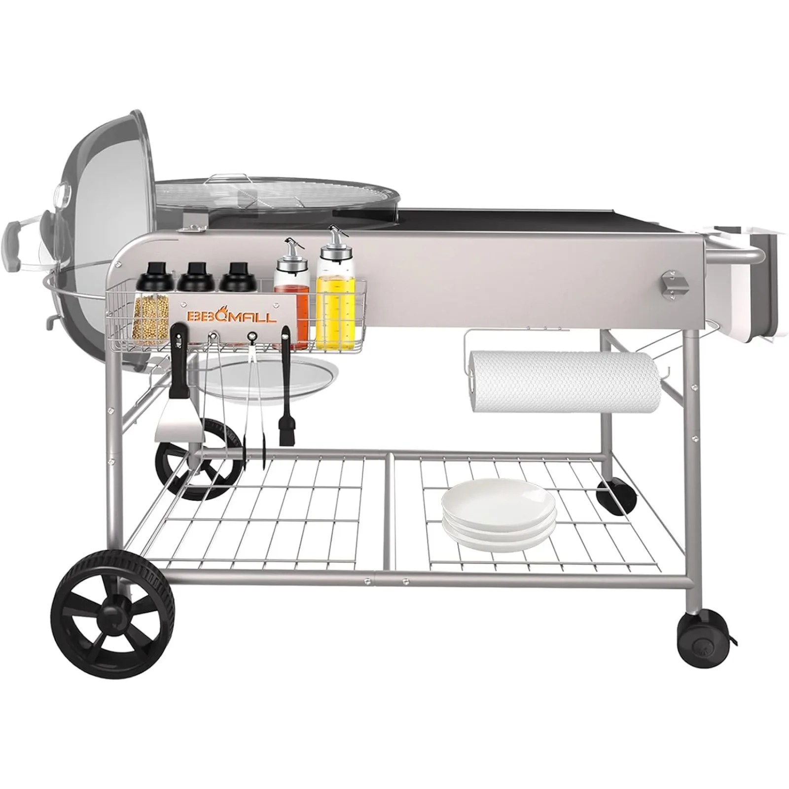 

US Grill Table for Weber 22" &18" Original Kettle, for Weber Grill Table, Stand Cart for Weber JumboJoe Master-Touch Charcoal