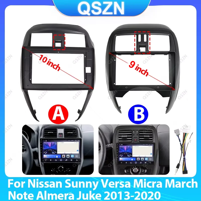Para Nissan Sunny Versa Micra March Note Almera Juke 2013-2023 Android GPS Radio Multimedia Panel de Fascia marco de tablero instalación