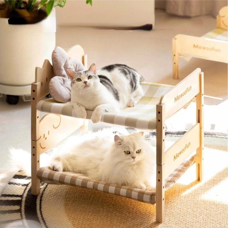 

Wooden Pet Beds Summer Cat Bed Hammock Sturdy Kitten Solid Wood Puppy Small Dog Bed Multiple Beds Can be Stacked for Many Cats