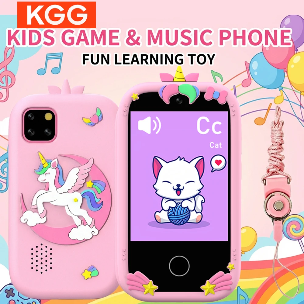 Kid Smart Phone Toy with 18 Games, Mini Music Player & Video Recorder, Birthday Gift for Children Boys & Girls