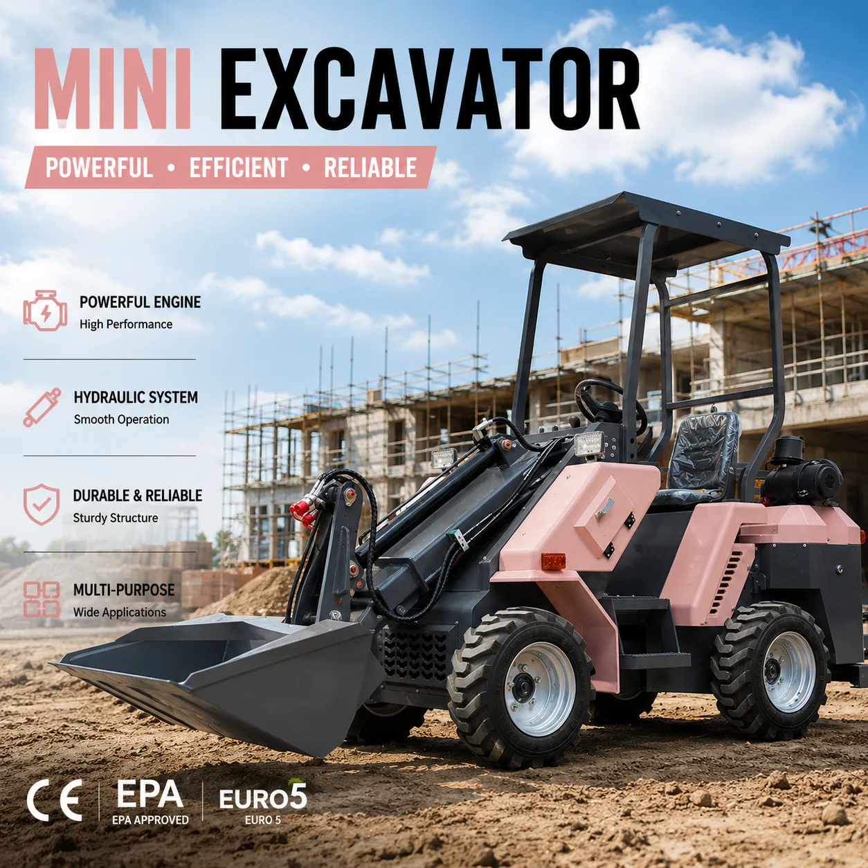 OKL-30 Telescopic Wheel Loader Mini Hydraulic Loader 800kg Compact Front End Loader for Farm Construction