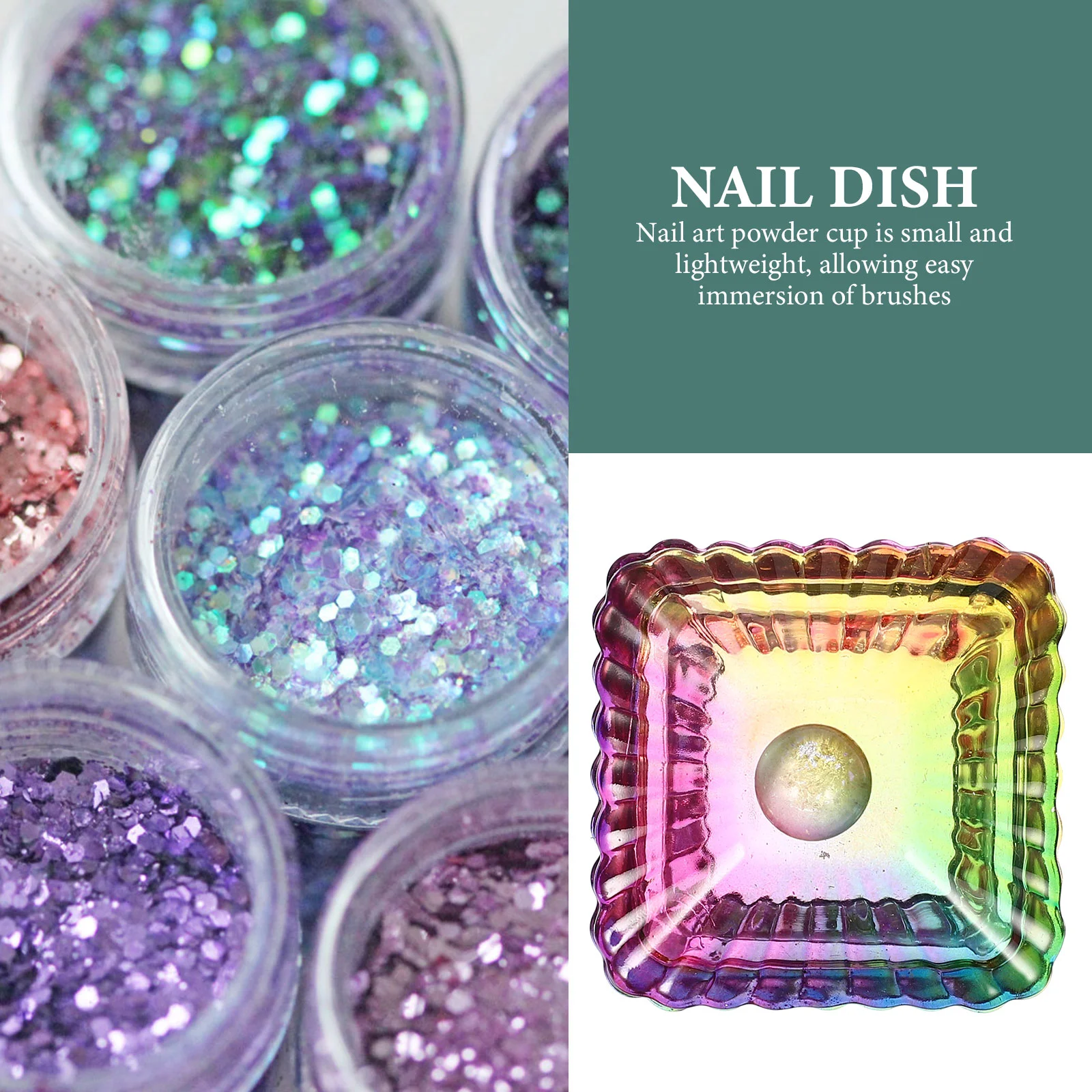 2-delige kleurrijke Crystal Cup Dip Powder Tray nagelgel polish glas professionele Dappen Dish Supply manicure