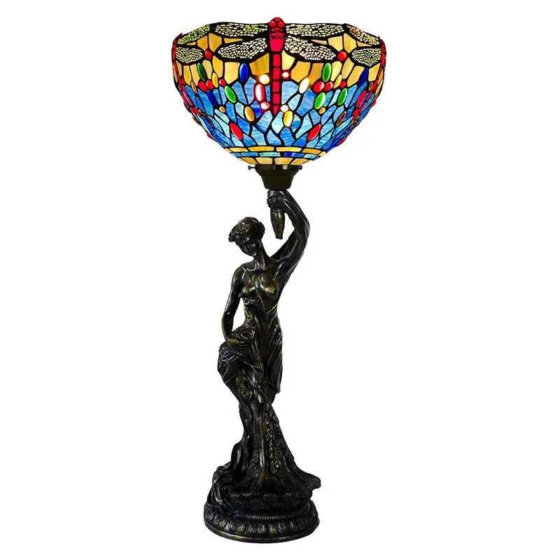 

Dragonfly Muse Living Room Bedroom Study Color Glass Handmade Decorative Desk Lamp