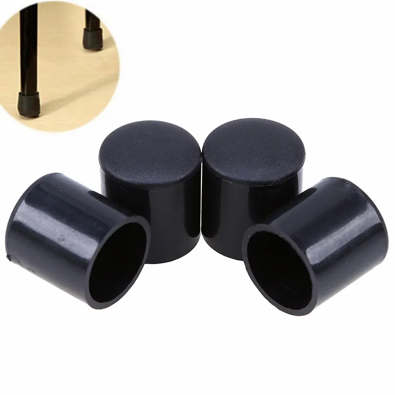 4pcs Plastic Furniture Chair Leg Tips Caps PVC Feet Floor Protector Pads Round Bottom Furniture Table Covers Black 16/19/22/25mm