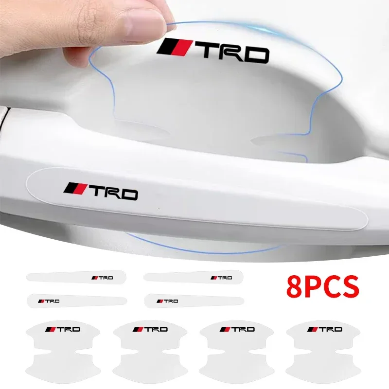 8Pcs PVC Transparent Car Door Handle Wrist Bowl Trim Stickers For TRD TOYOTA Crown Reiz Corolla Prada Alphard Yaris Camry GT86