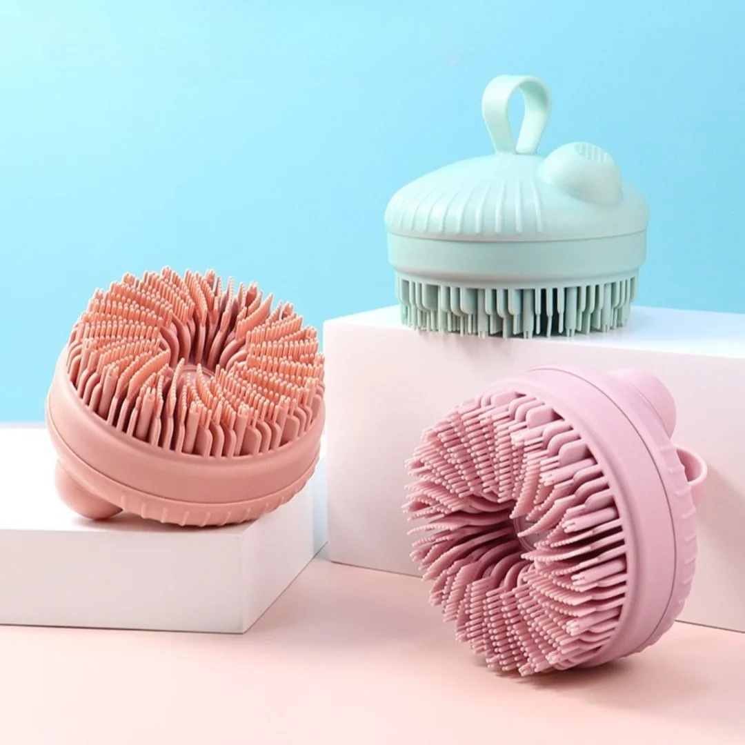 Silicone Scalp Massage Shampoo Brush Add Liquid Silicone Bristle Bath Brush For Dandruff Removal Head Scalp Comb Brush Bath Tool