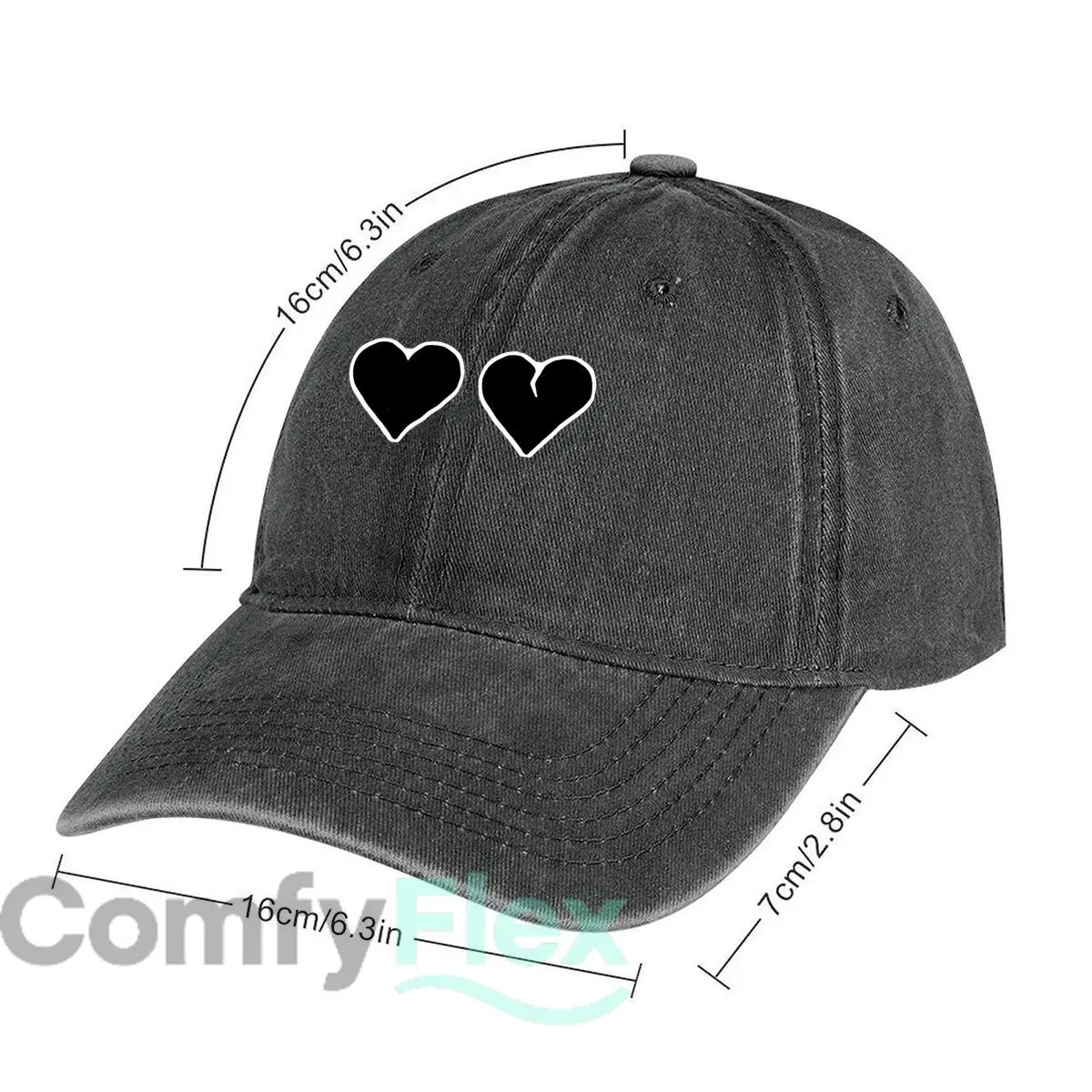 Broken Heart Silhouette Fashion Washed Baseball Cap Outdoor For Womens Unisex Female Beach Dad Hat Hip Hop