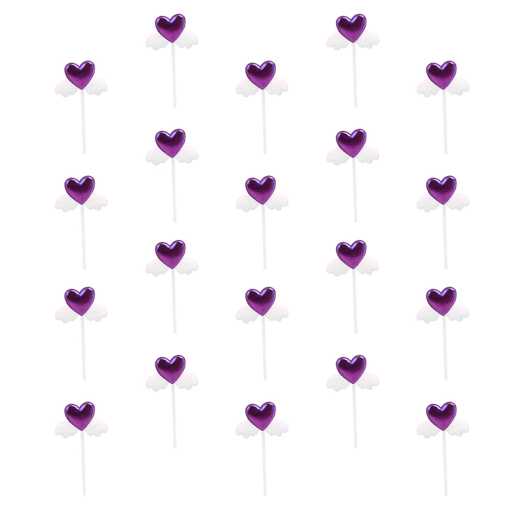 

20 Pcs Heart Wings Cupcake Topper Angel Wing Picks Cake Decor nament Birthday Party Supplies Safe Food Grade Dessert Toppers