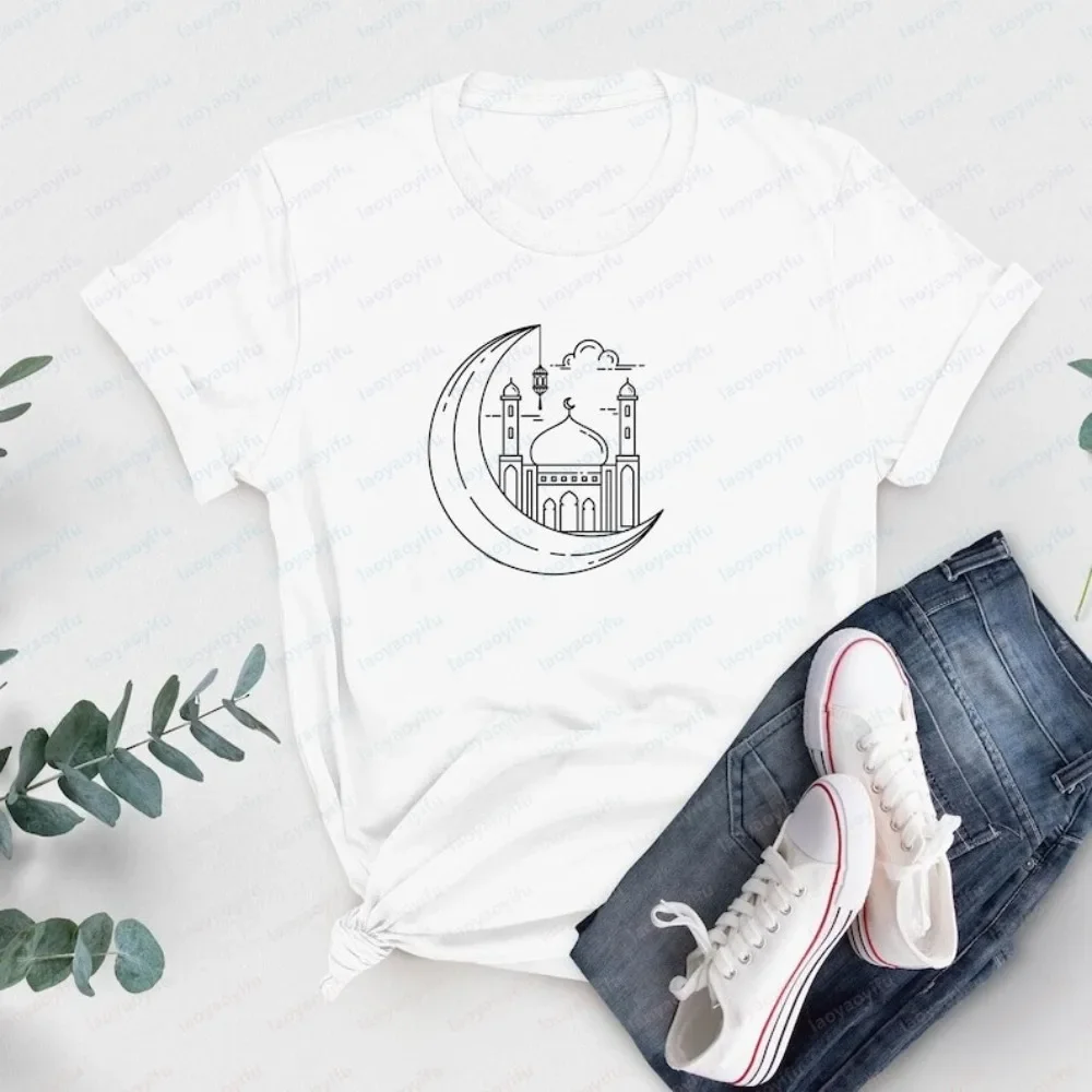 Eid Al-Fitr Ramadan Mosque Islamic Muslim Art Tshirt Casual Fashion Loose Harajuku Man T Shirt Short Sleeve Cotton Soft Tees