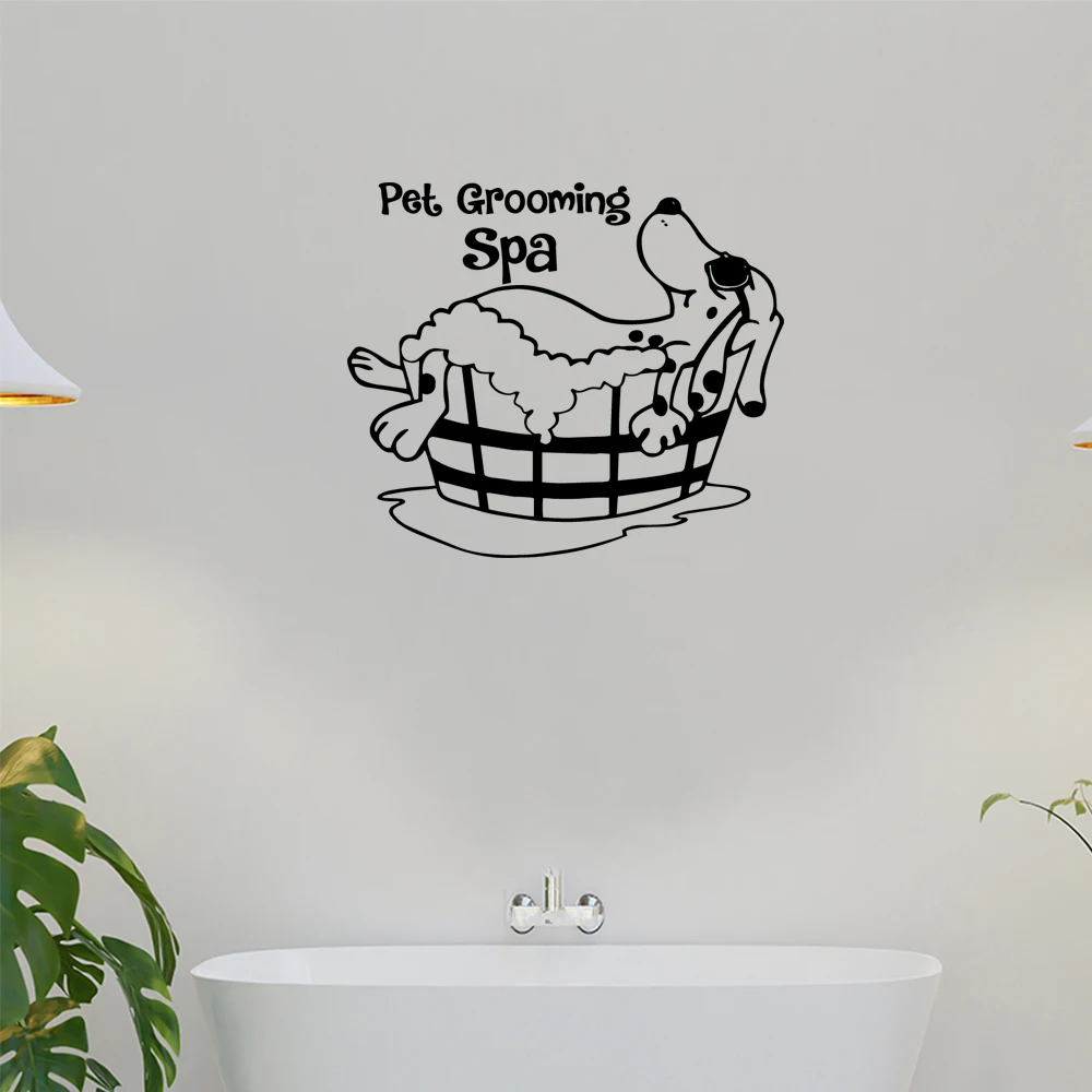 

1 pc Pet dog pet grooming spa Wall Stickers Decorative Sticker bathroom Home Decor For Kids Rooms Decoration Decal Stickers