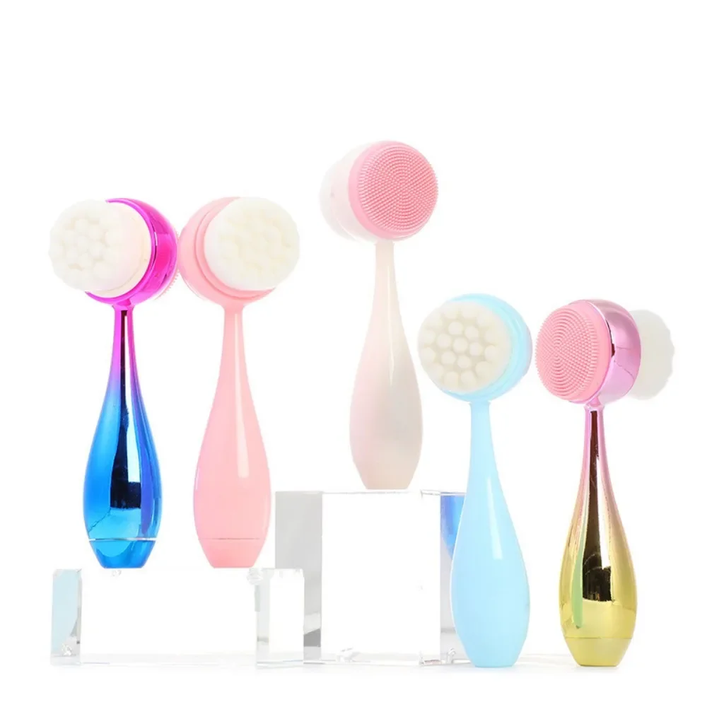 

3D Double Side Silicone Facial Cleansing Brush Manual Massage Facial Brush Soft Bristles Exfoliator Double Sided Face Wash Brush