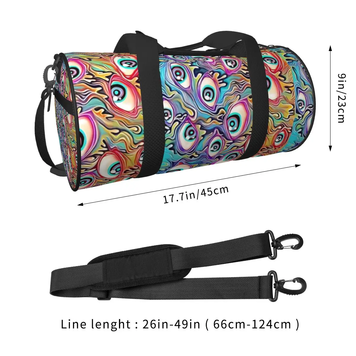 Eyeball Pattern Gym Bag Waterproof Sports Bags with Shoes Travel Custom Handbag Colorful Fitness Bag For Men Women