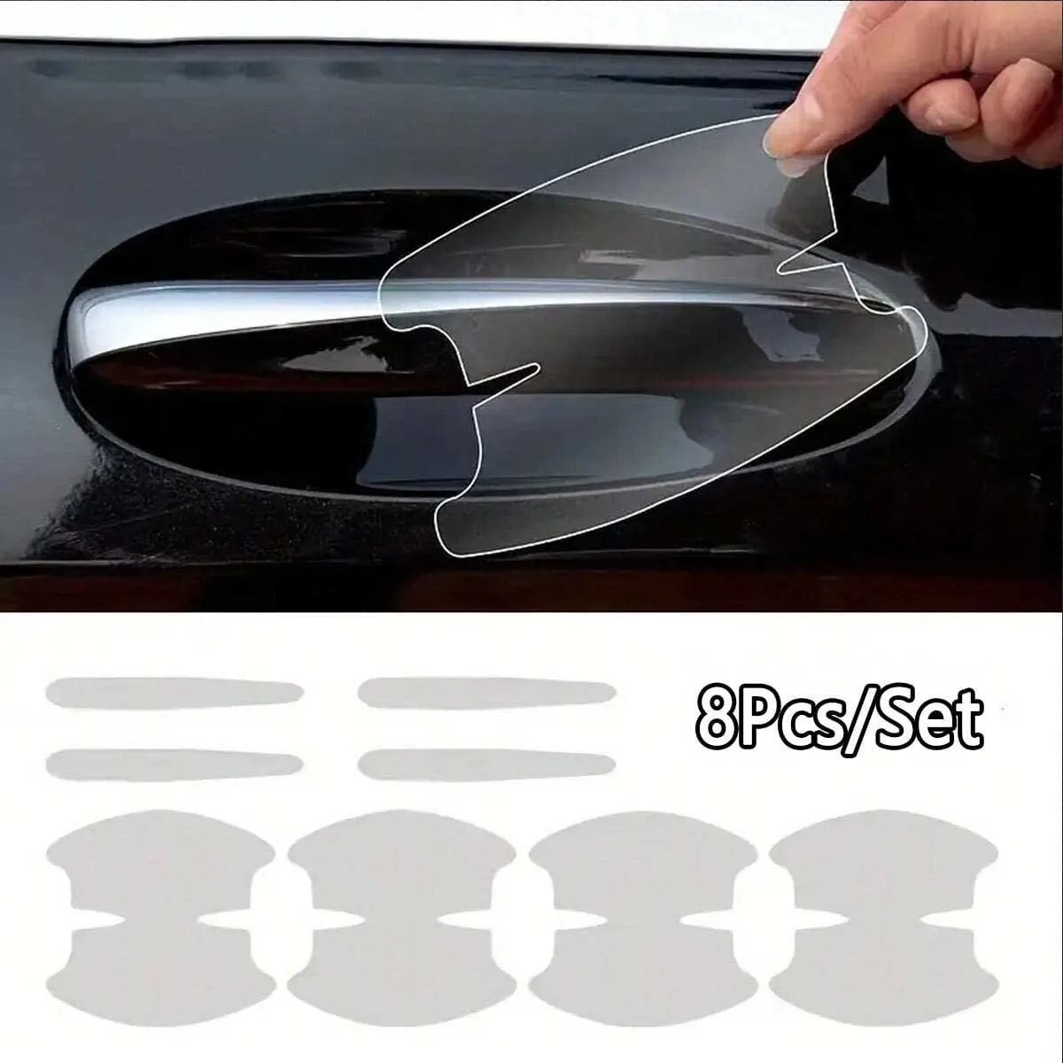 8 pcs GM door handle protector, scratch-resistant plastic material, waterproof and durable, suitable for most car models