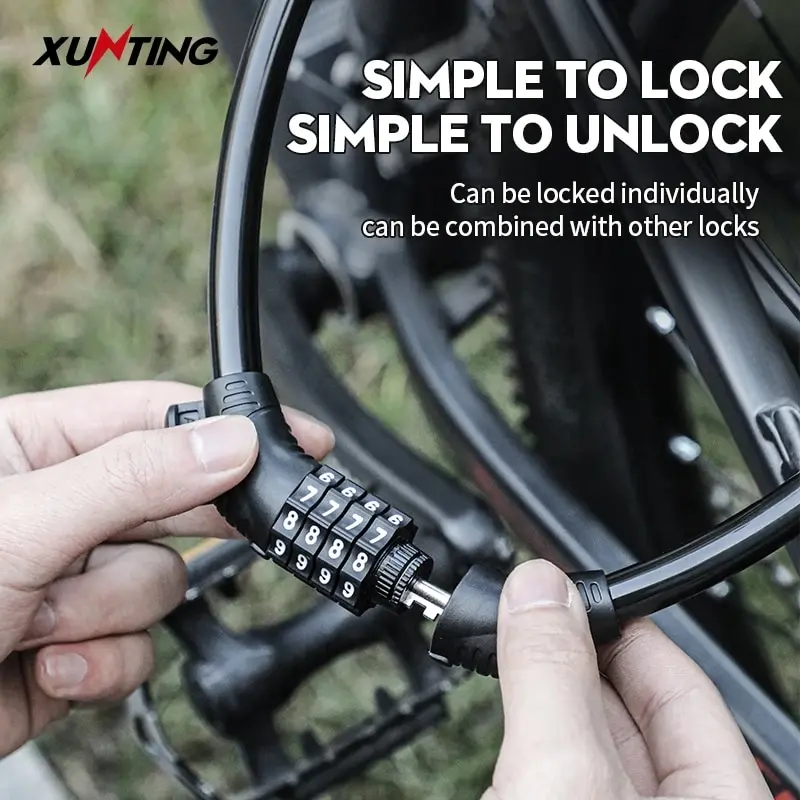 Xunting Bike Cable Lock 54cm Bike Locks Cable 5 Feet Coiled Secure Resettable Combination Bike Lock with Mounting Bracket