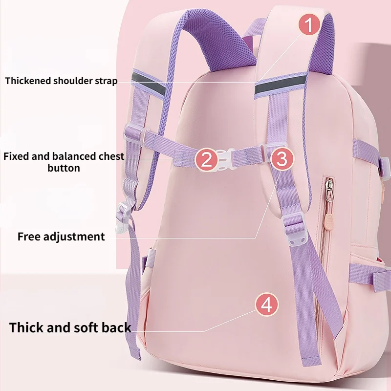 Mochila escolar para niñas, bolsa de gran capacidad, impermeable, con múltiples bolsillos, 55L