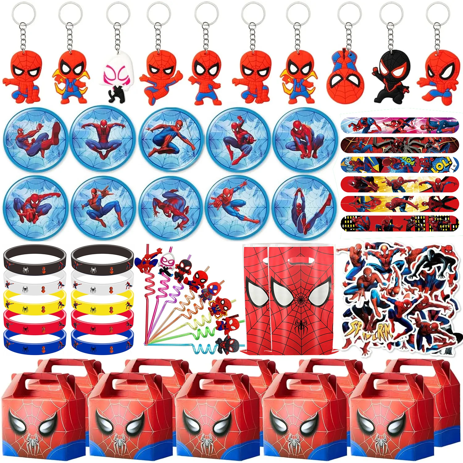 Spiderman Party Favors The Avengers Gift Bag Slap Bracelet Sticker for Kid Birthday Party Christmas Gift Pinata Toy Baby Shower