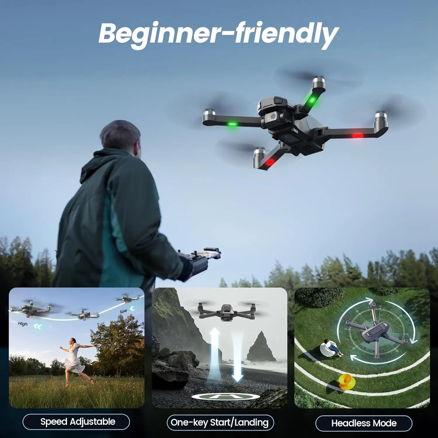 WeFone WF30 GPS Drones with Camera for Adults 4k, 5G Wi-Fi Foldable RC Quadcopter , 40 Mins Flight Time, Black,C0.