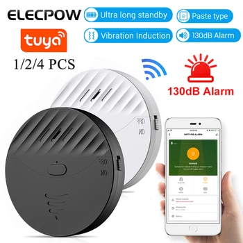 Elecpow Tuya Smart WiFi Window Door Vibration Alarm Sensor Glass Glass Break Vibration Burglar Sensor Home Security Alarm Detector
