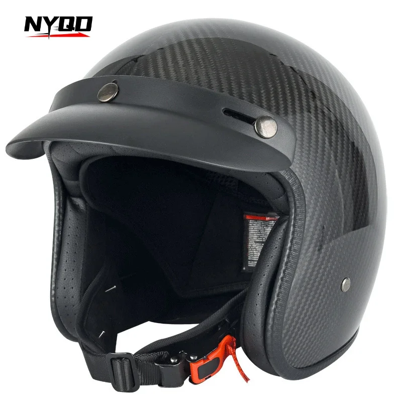 Kuqibao Carbon Fiber Retro Motorcycle Helmet for Men and Women Lightweight Extra Large Four Seasons Helmet 헬멧 Cascos Para Moto