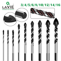 LAVIE 1PC Multifunctional Glass Bit Twist Spade Drill Triangle Bits for Ceramic Tile Concrete Glass Marble 3mm to 16mm DB02054