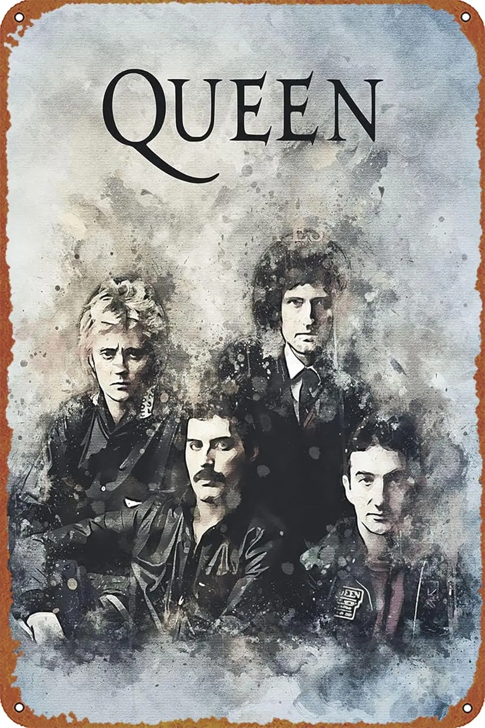 Queen is a Rock Band Music Poster Metal Tin Sign Retro Wall Signs for Home Cafe Bar Pub Wall Decor 8x12 inch