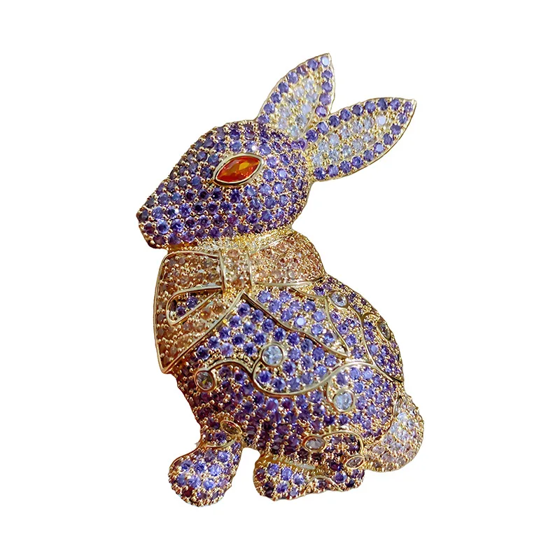 Retro Cute Rabbit Brooches Luxury Micro-inlaid Zircon Personalized Animals Leopard Snake Pins Sweater Overcoat Accessories Gifts