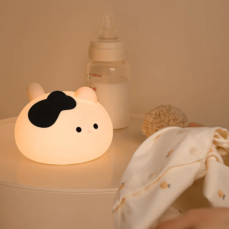 Luz nocturna de silicona Lucky Cat, luz para dormir para compañero de cabecera de dormitorio, brillo ajustable de 2 niveles, regalo de cumpleaños y Año Nuevo