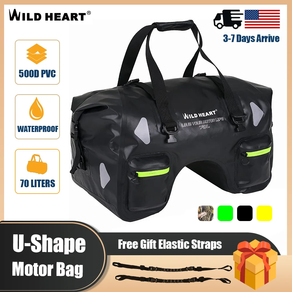 

Free Shipping WILD HEART Waterproof Motorcycle Tail Bag 70L Waterproof Motorcycle Rear Bag With Free Elastic Rope Motor Luggage