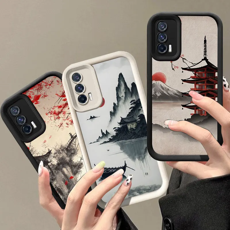 Japanese Style Ukiyo-e Phone Case For VIVO V30 X80 X90 X100 Pro V29E V30E V40 Y75 Y78 Y100 5G Y02 Y17 Y22 Y76 S Y03 Y21 Y27 Y28