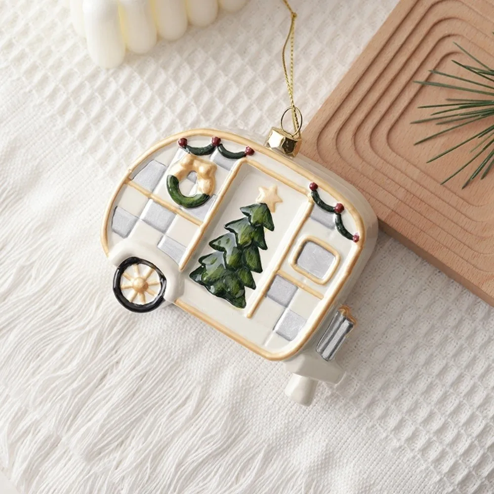 Romantic PVC Christmas Hanging Ornament House Snowflake Xmas Pendant Handmade Bow Christmas Tree Decoration Wall