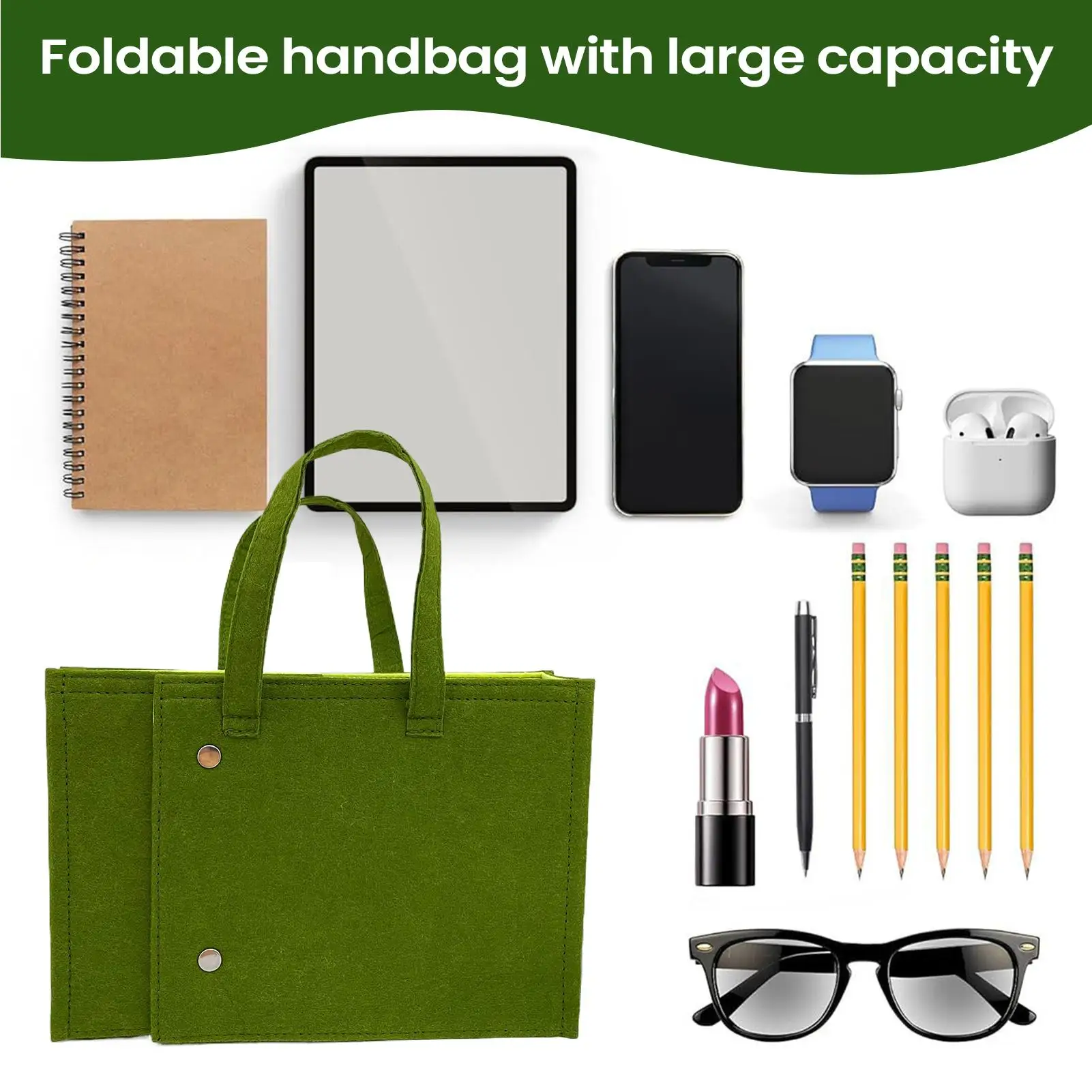 

Большая сумка, складная фетровая сумка для организации, рабочая сумка для женщин, книга, путешествия, работа, школа, ежедневные поездки, хранение покупок