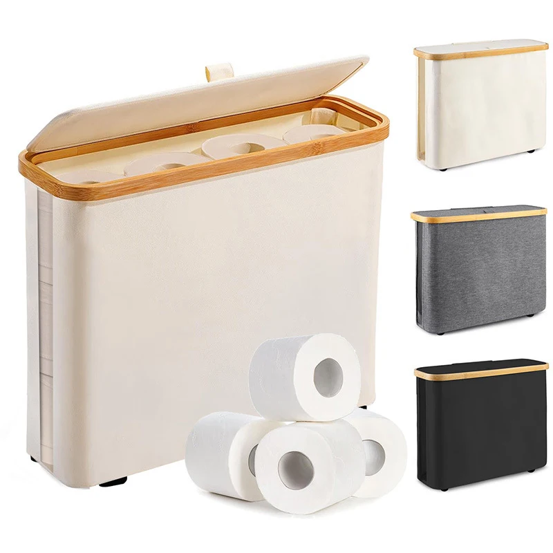 Bathroom Organizer Basket Capacity Toilet Paper Storage Basket With Lid Breathable Design Easy To For Dispenser For Bathroom