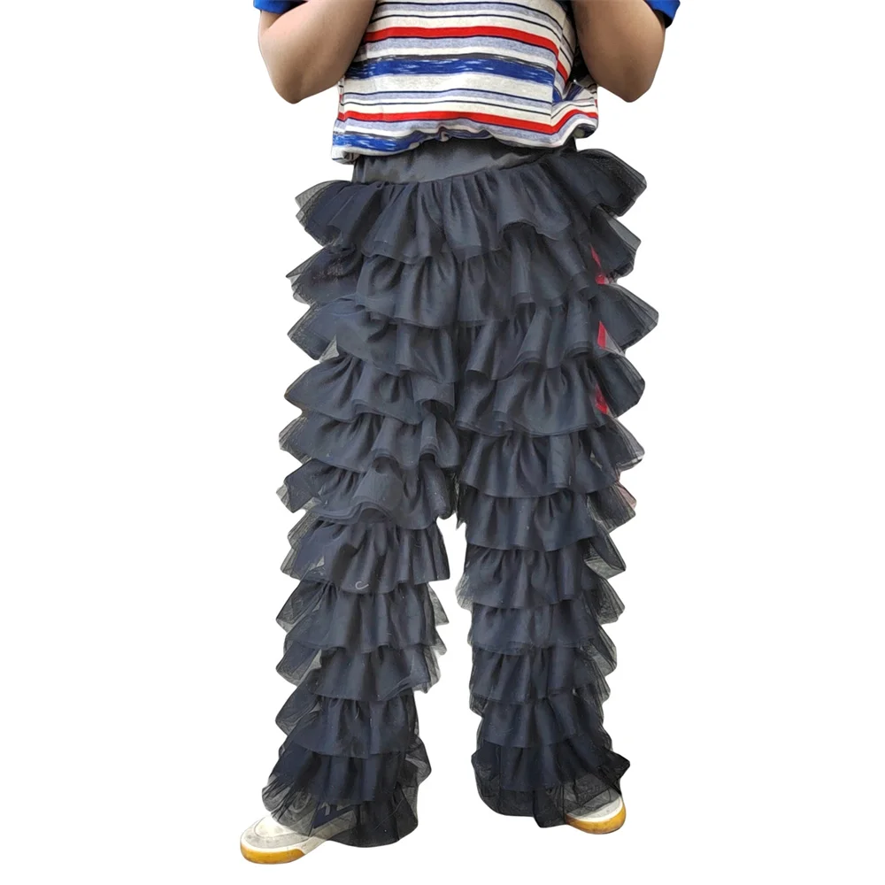 Women\'s Solid Color Tulle Mesh Pants, Multi-Layer Ruffle Pants, Lady High Waist Trousers, Party Outfits, Cake Pants