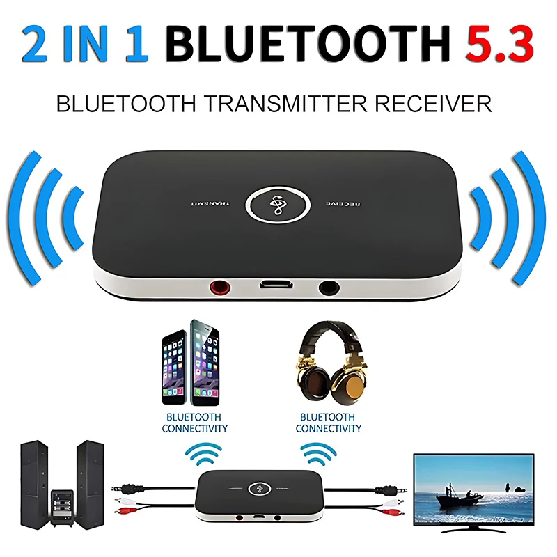 Upgraded Bluetooth 5.3 Audio Transmitter Receiver RCA 3.5mm AUX Jack USB Dongle Music Wireless Adapter For Car PC TV Headphones