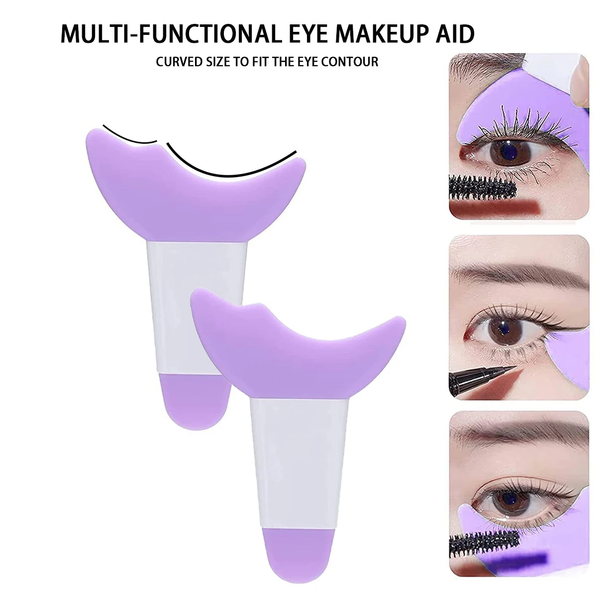 Multifunctional ApplicatorMakeupTool Stencils Winged Tip Aid Mascara Silicone Eyeliner Shield  Set For Eyeliner Mask Applicator